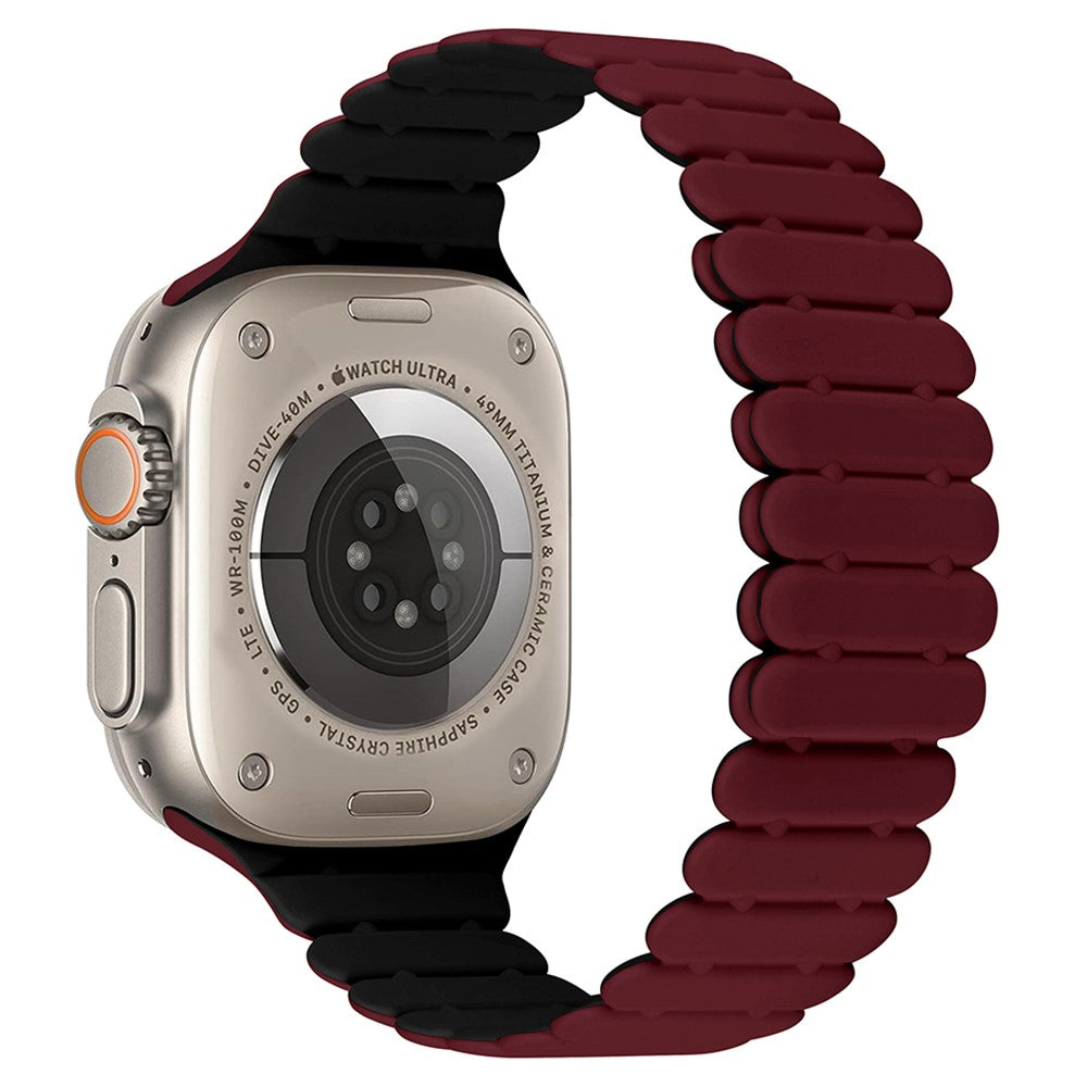 Apple Watch Series 49mm - 45mm - 44mm - 42mm Bamboo Joint Strap - Wine Red+Black#serie_4