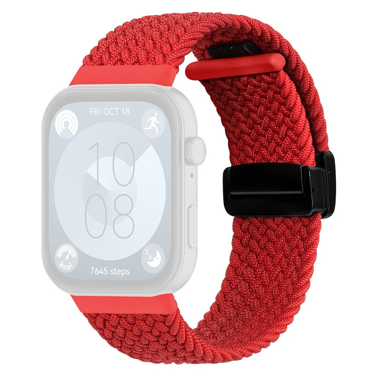 Huawei Watch Fit 3 Replacement Braided Band Magnetic Buckle Watch Strap - Red#serie_3