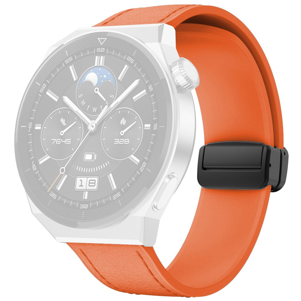 Huawei Watch GT 3 42mm / GT 3 Pro 43mm Watch Band 20mm Leather Coated Silicone Strap with Magnetic Buckle - Orange#serie_3