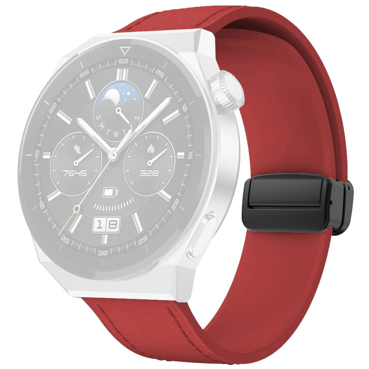 Huawei Watch GT 3 42mm / GT 3 Pro 43mm Watch Band 20mm Leather Coated Silicone Strap with Magnetic Buckle - Red#serie_7