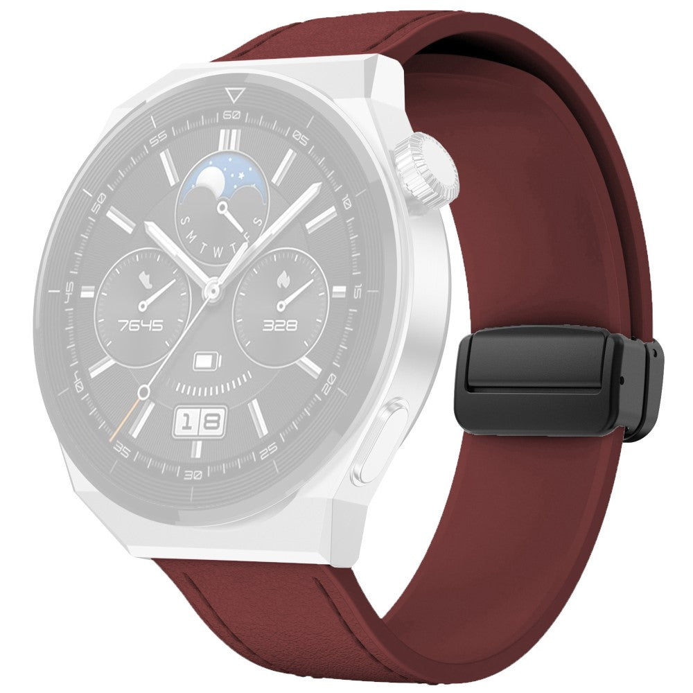 Huawei Watch 4 / 4 Pro / GT 4 46mm Watch Strap 22mm Magnetic Leather Coated Silicone Band - Wine Red#serie_8