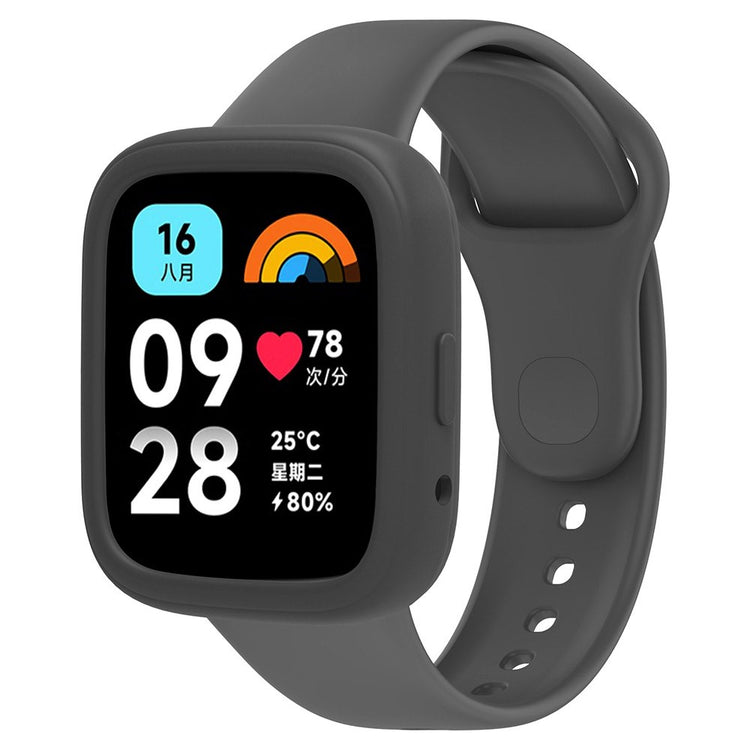 Xiaomi Redmi Watch 3 Active Silicone Strap Replacement Wrist Band with Watch Case - Dark Grey#serie_2