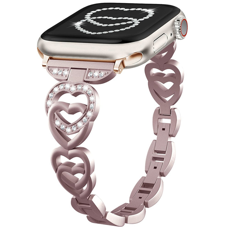 Apple Watch Series 41mm - 40mm - 38mm Zinc Alloy Band Love Heart Design Watch Strap - Rose Pink#serie_5