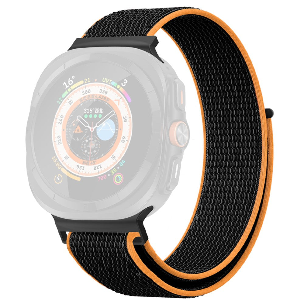 KALEBOL Samsung Galaxy Watch Ultra 47mm Adjustable Braided Nylon Band Replacement Wrist Strap - Black+Orange#serie_6