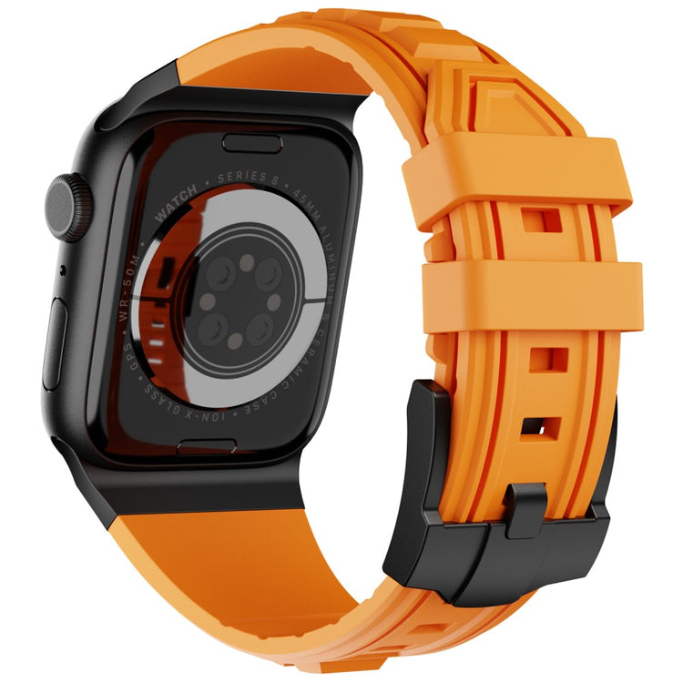 KALEBOL Apple Watch Series 49mm - 45mm - 44mm - 42mm Silicone Watch Band - Black+Orange#serie_3