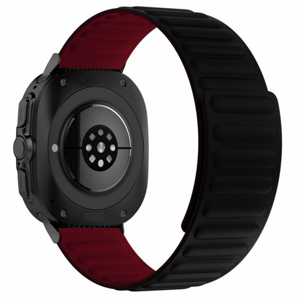 Samsung Galaxy Watch Ultra 47mm Magnetic Silicone Watch Strap Replacement - Black+Wine Red#serie_3