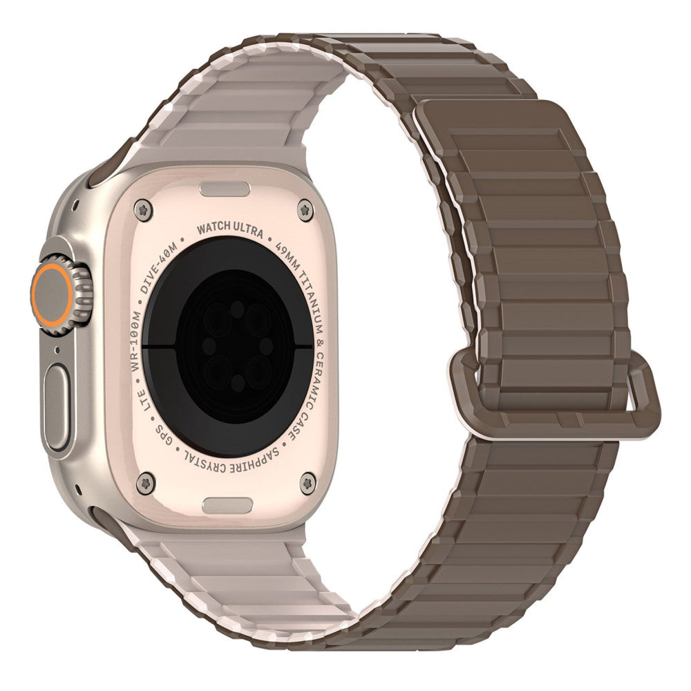 DUX DUCIS Apple Watch Series 49mm - 45mm - 44mm - 42mm Magnetic Silicone Band - Brown+Grey#serie_4