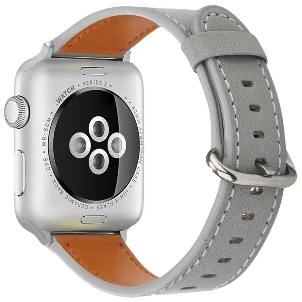 Apple Watch Series 41mm - 40mm - 38mm Genuine Cow Leather Strap - Grey#serie_4