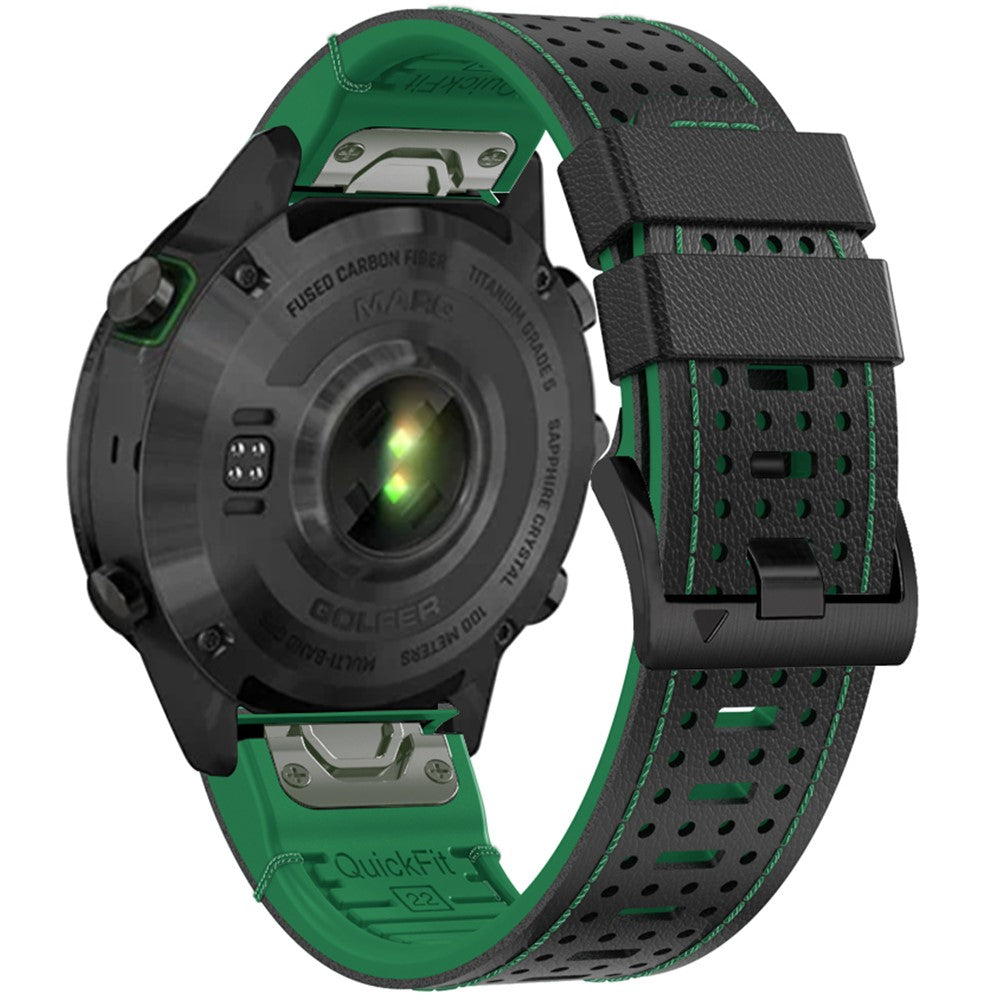 KALEBOL Garmin Fenix Series 5 - 6 - 7 - Quickfit 22mm Silicone Watch Band Dual Color Dot Holes Design - Black+Green#serie_1