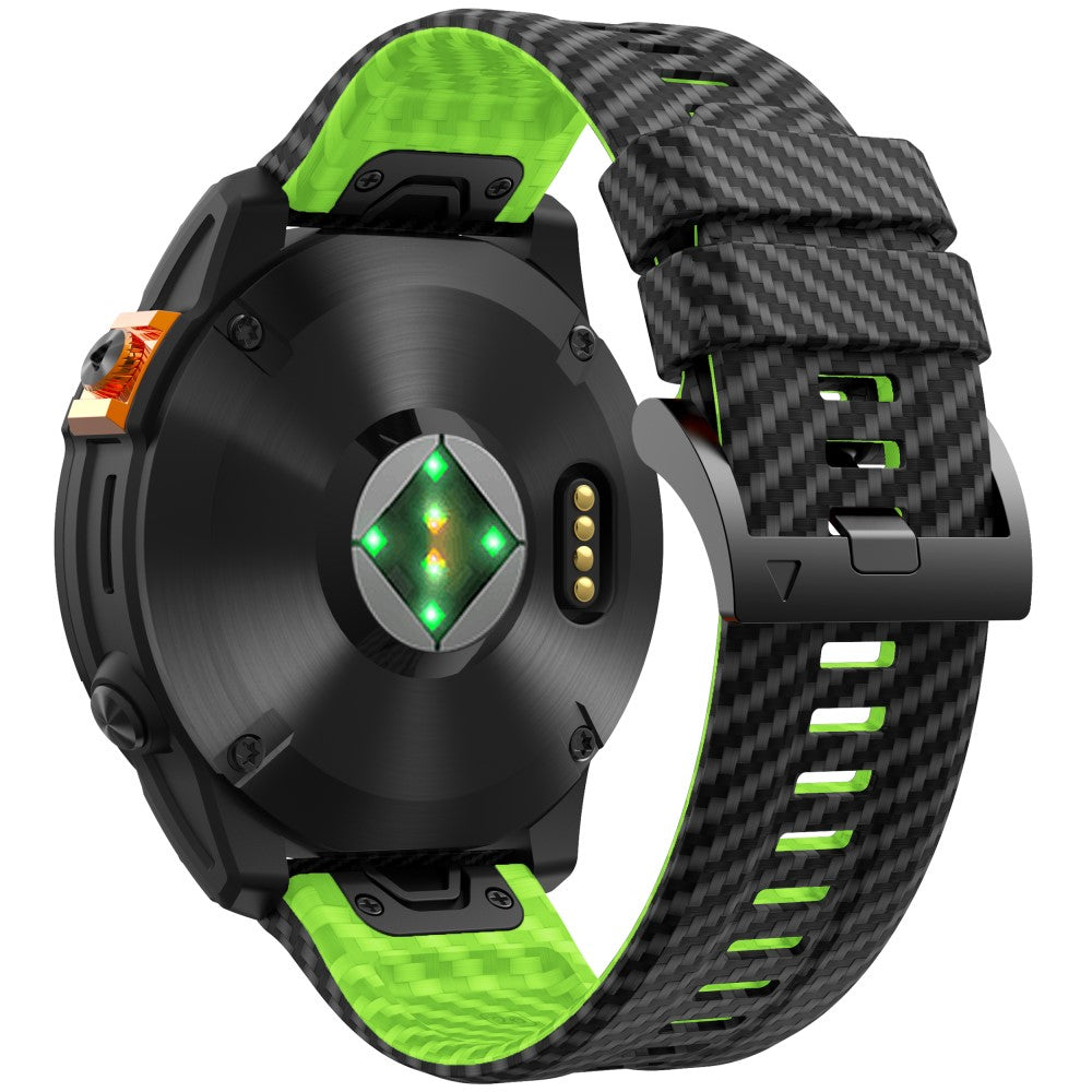 KALEBOL Garmin Fenix Series 5 - 6 - 7 - 22mm Silicone Watch Band Quickfit 22mm Carbon Fiber Texture Strap - Black+Lime#serie_1