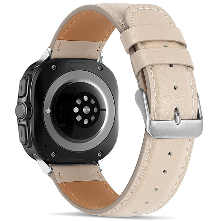 Samsung Galaxy Watch Ultra 47mm Square Tail Watch Strap Genuine Cow Leather Wrist Band - Beige#serie_5