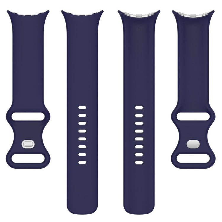 Google Pixel Watch 3 45mm Replacement Strap 8 Shape Silicone Watch Band with Silver Buckle, Size S - Dark Blue#serie_11