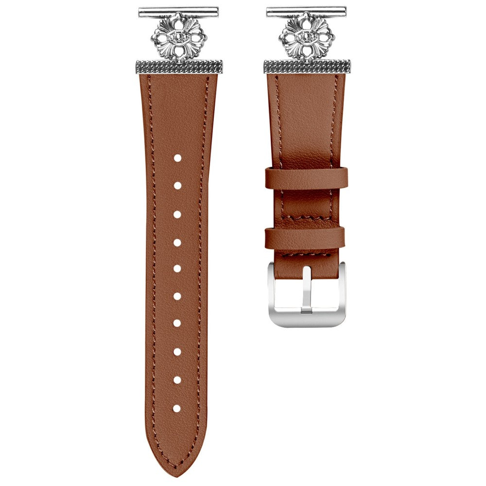 Huami Amazfit Pop Pro Watch Band Genuine Cow Leather Flower Decor Adjustable Strap - Brown#serie_4