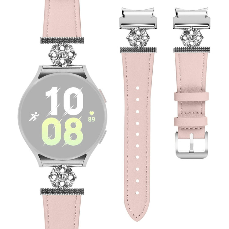 Watch Band for Samsung Galaxy Watch6 Genuine Cow Leather Strap with Seamless Connector - Pink#serie_3