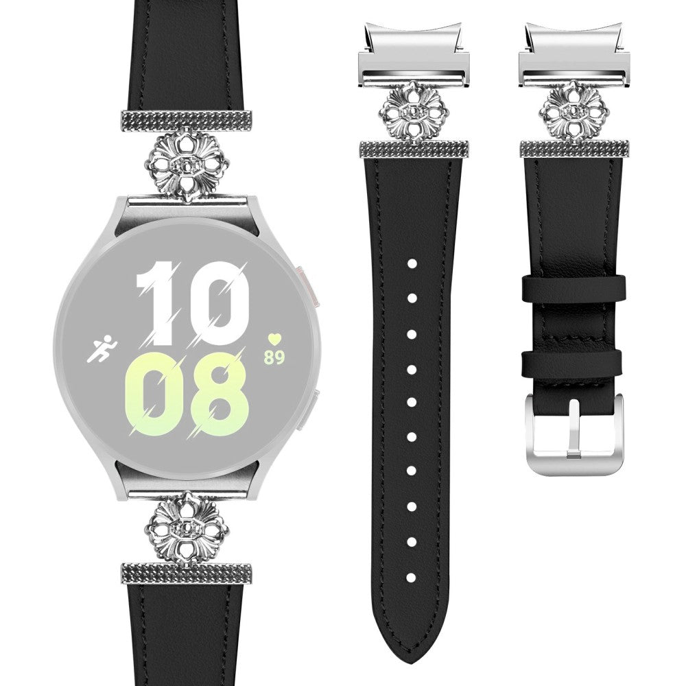 Samsung Galaxy Watch7 44mm / 40mm Watch Band Genuine Cow Leather Strap with Seamless Connector - Black#serie_2