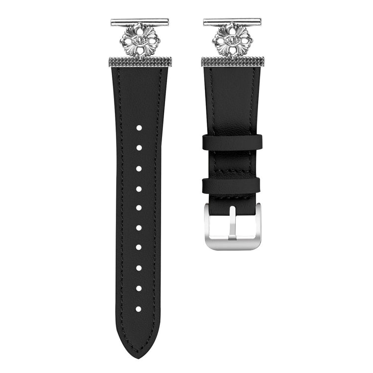 Garmin Instinct 2S Watch Band Genuine Cow Leather Flower Decor Adjustable Strap - Black#serie_2