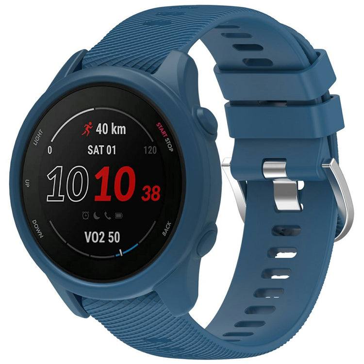 Garmin Forerunner 255 / Forerunner 265 Cross-Texture Silicone Band with Watch Case - Navy Blue#serie_4