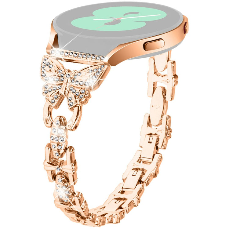 Samsung Galaxy Watch7 44mm / 40mm Butterfly Bling Rhinestone Decor Watch Band Metal Bracelet - Rose Gold#serie_3