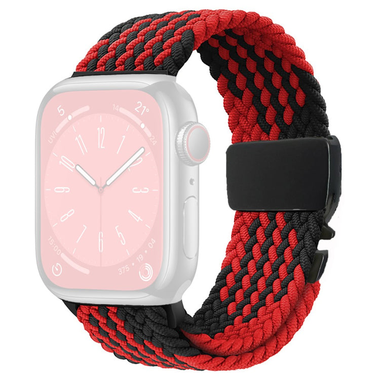 Strap Apple Watch Series 41mm - 40mm - 38mm Woven Watch Band - Z-Shape Black+Red#serie_3