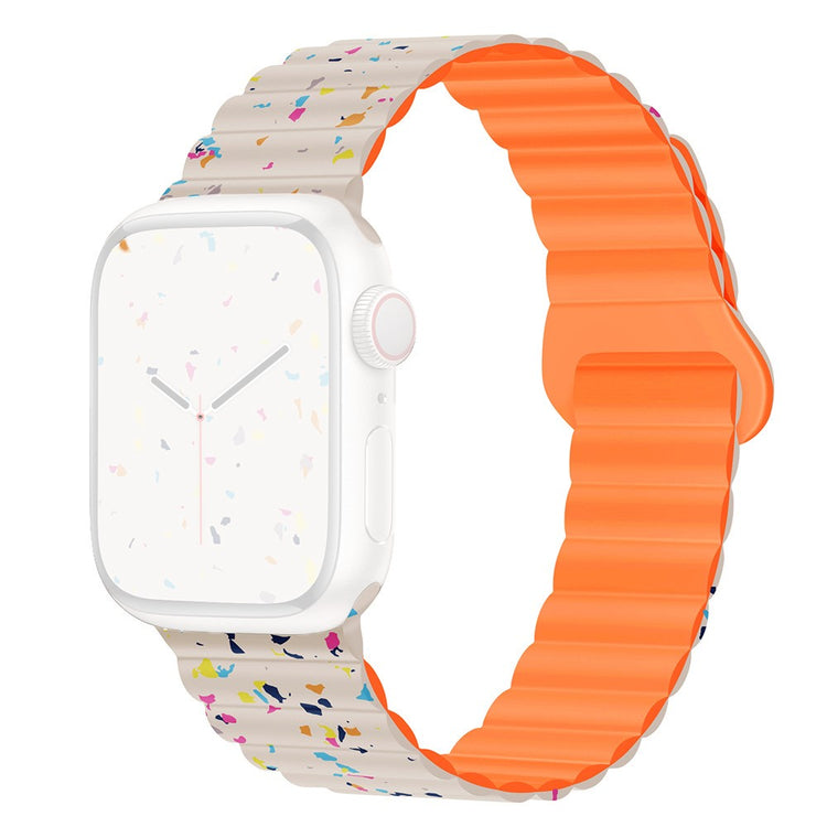 Magnetic Silicone Strap Apple Watch Series 49mm - 45mm - 44mm - 42mm - Starlight+Orange#serie_5