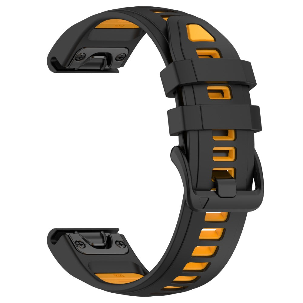 20mm Strap Garmin Fenix 8 43mm / Descent MK3 / MK3i / epix Pro (Gen 2) 42mm Universal Silicone Watch Band - Black+Orange#serie_5