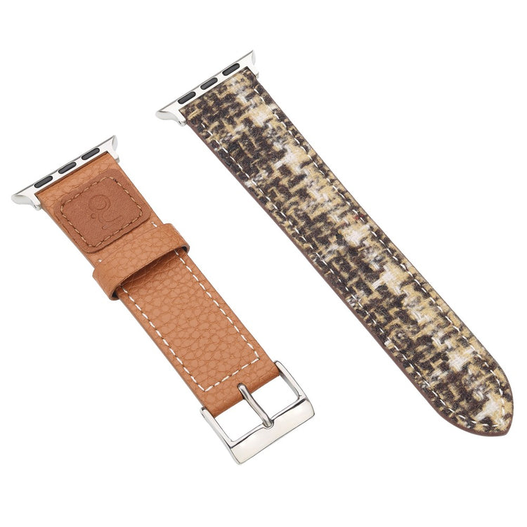 Wool + Leather Strap Apple Watch Series 49mm - 45mm - 44mm - 42mm - Brown+Coffee#serie_1