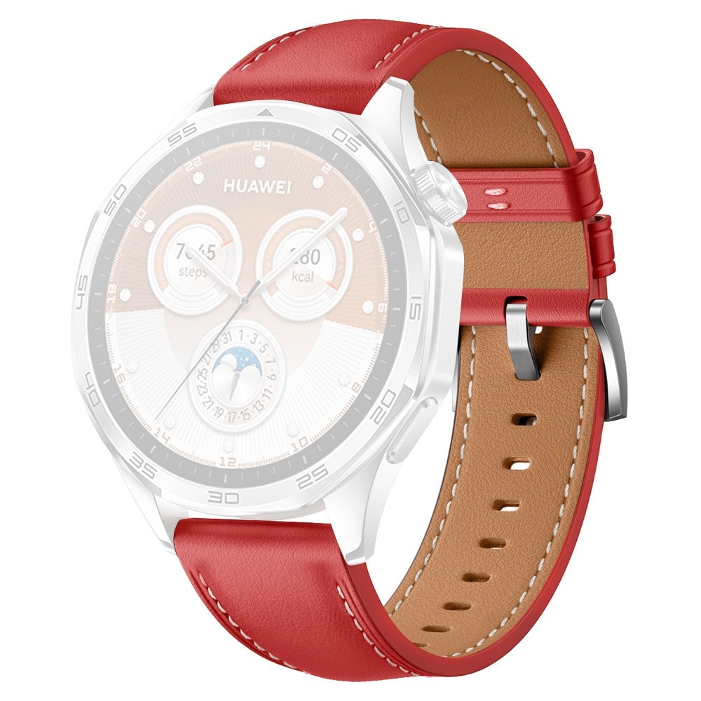 Huawei Watch GT 5 46mm / GT 5 Pro 46mm / GT 4 46mm Replacement Band 22mm Genuine Cowhide Leather Watch Strap - Red#serie_3