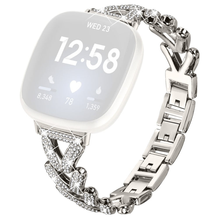 Metal Twisted Watch Band Rhinestone Decor Fitbit Versa 4 / Fitbit Sense 2 Watch Strap - Starlight#serie_1