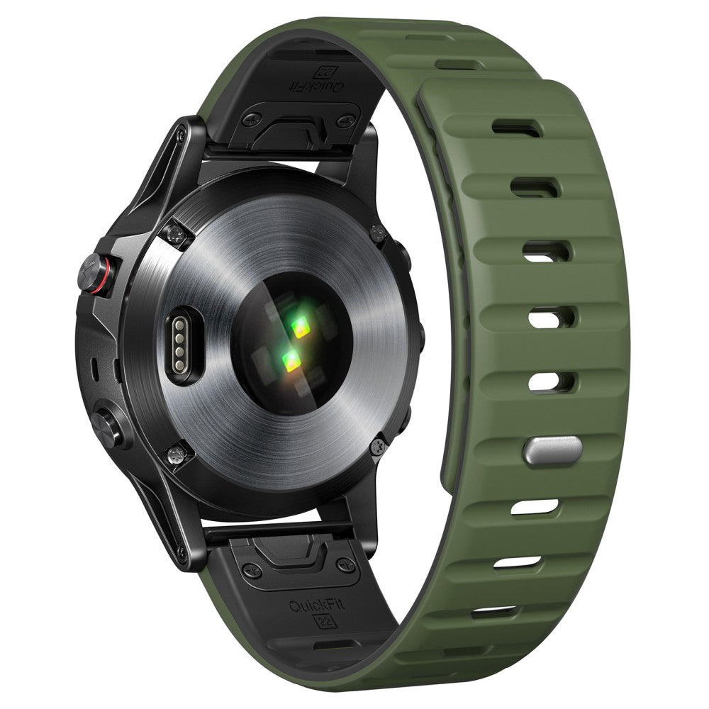 26mm Magnetic Strap Garmin Fenix 8 51mm / Enduro 3 / Instinct 2X Silicone Watch Band - Army Green+Black#serie_1