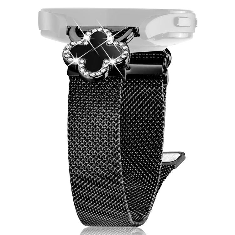 Huawei Watch GT 3 Pro 43mm Milanese Band Electroplated Stainless Steel Watch Strap Clover Decor, Size: S - Black / Black#serie_1
