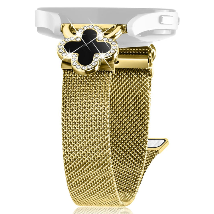 Huawei Watch GT 3 Pro 43mm Milanese Band Electroplated Stainless Steel Watch Strap Clover Decor, Size: S - Gold / Black#serie_2