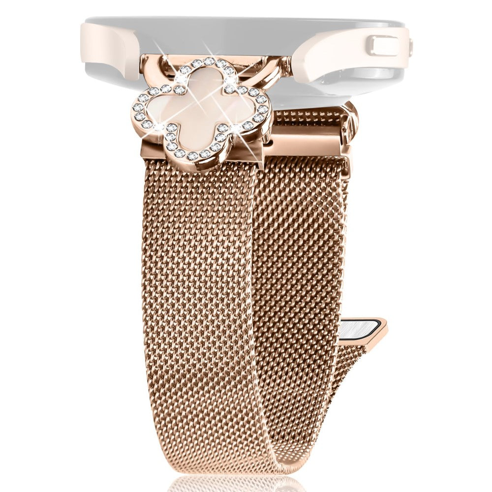 Huawei Watch GT 3 Pro 43mm Milanese Band Electroplated Stainless Steel Watch Strap Clover Decor, Size: S - Rose Gold / Colored#serie_3