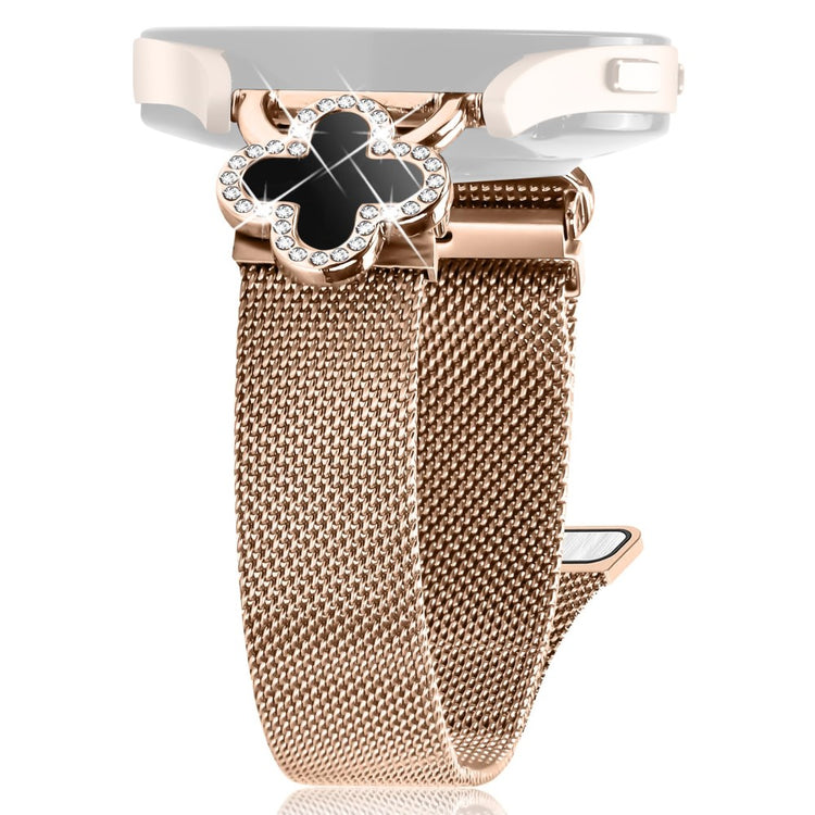 Huawei Watch GT 3 Pro 43mm Milanese Band Electroplated Stainless Steel Watch Strap Clover Decor, Size: S - Rose Gold / Black#serie_4