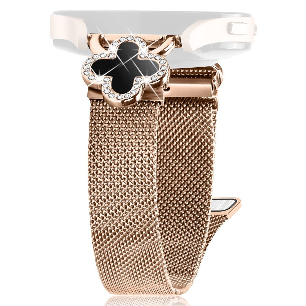 Huami Amazfit Pop Pro Milanese Band Stainless Steel Watch Strap Clover Decor, Size: S - Rose Gold  /  Black Shell#serie_4
