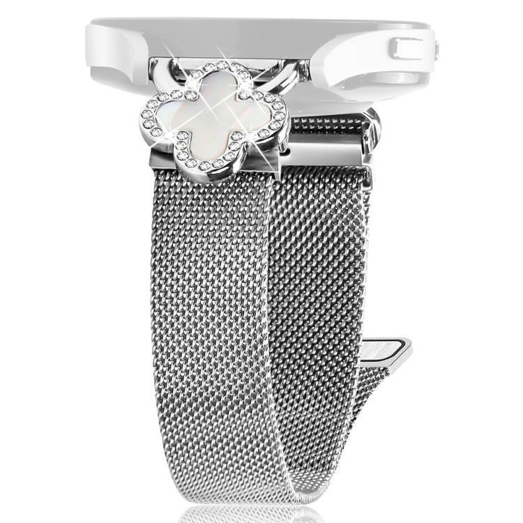 Samsung Galaxy Watch Active Milanese Band Metal Magnetic Watch Strap Clover Decor, Size: L - Silver  /  Colored#serie_1