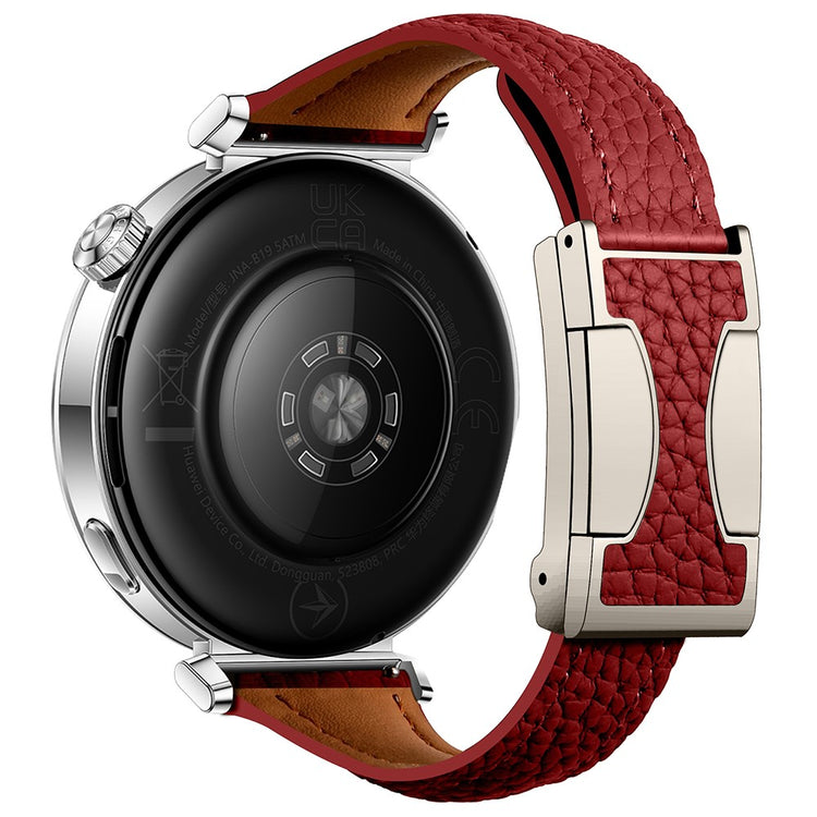 22mm Genuine Cow Leather Strap Huawei Watch GT 5 Pro 46mm / GT 5 46mm / GT 4 46mm Litchi Texture Magnetic Buckle Watch Band - Red#serie_5