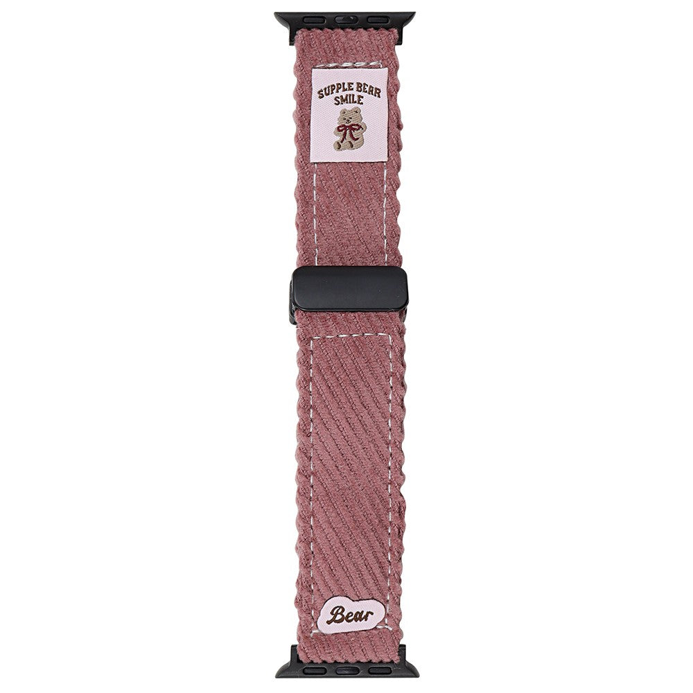 Corduroy Watch Band Apple Watch Series 10 42mm Magnetic Clasp Wrist Strap - Plum#serie_2
