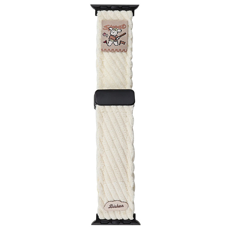 Corduroy Watch Band Apple Watch Series 10 42mm Magnetic Clasp Wrist Strap - White#serie_3