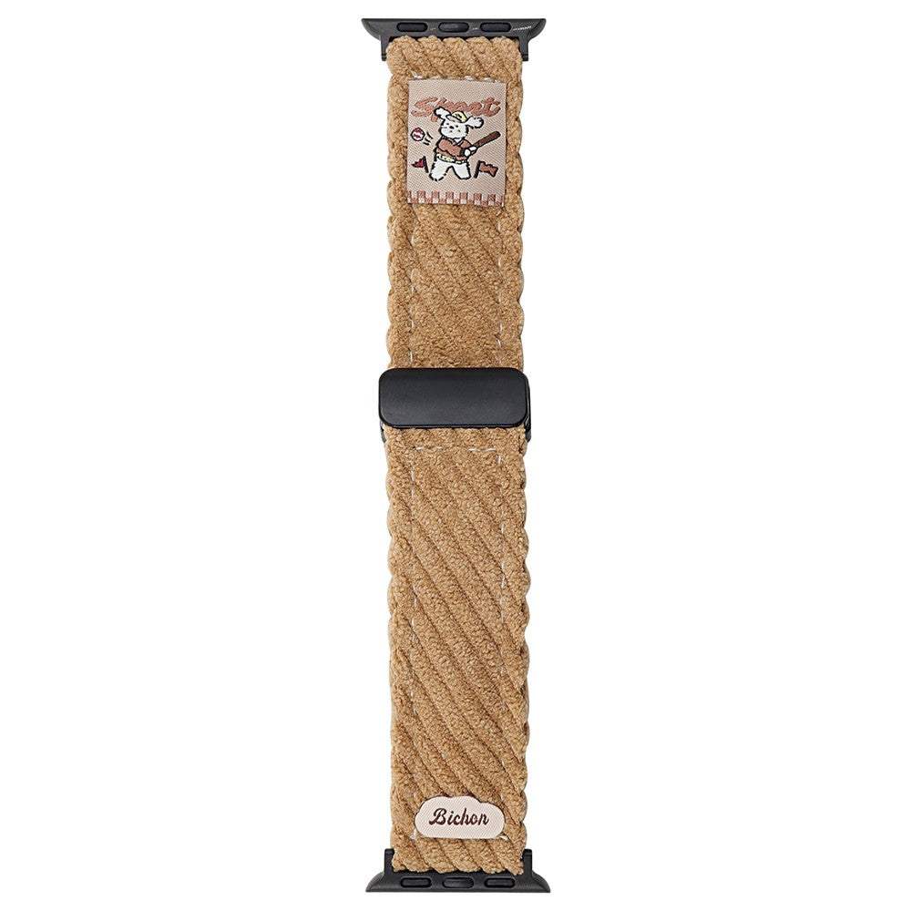 Corduroy Watch Band Apple Watch Series 10 42mm Magnetic Clasp Wrist Strap - Light Brown#serie_4