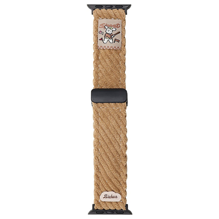 Corduroy Watch Band Apple Watch Series 10 42mm Magnetic Clasp Wrist Strap - Light Brown#serie_4