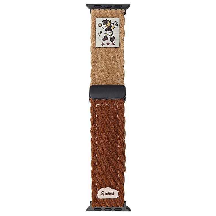 Corduroy Watch Band Apple Watch Series 10 42mm Magnetic Clasp Wrist Strap - Dark Brown + Light Brown#serie_6