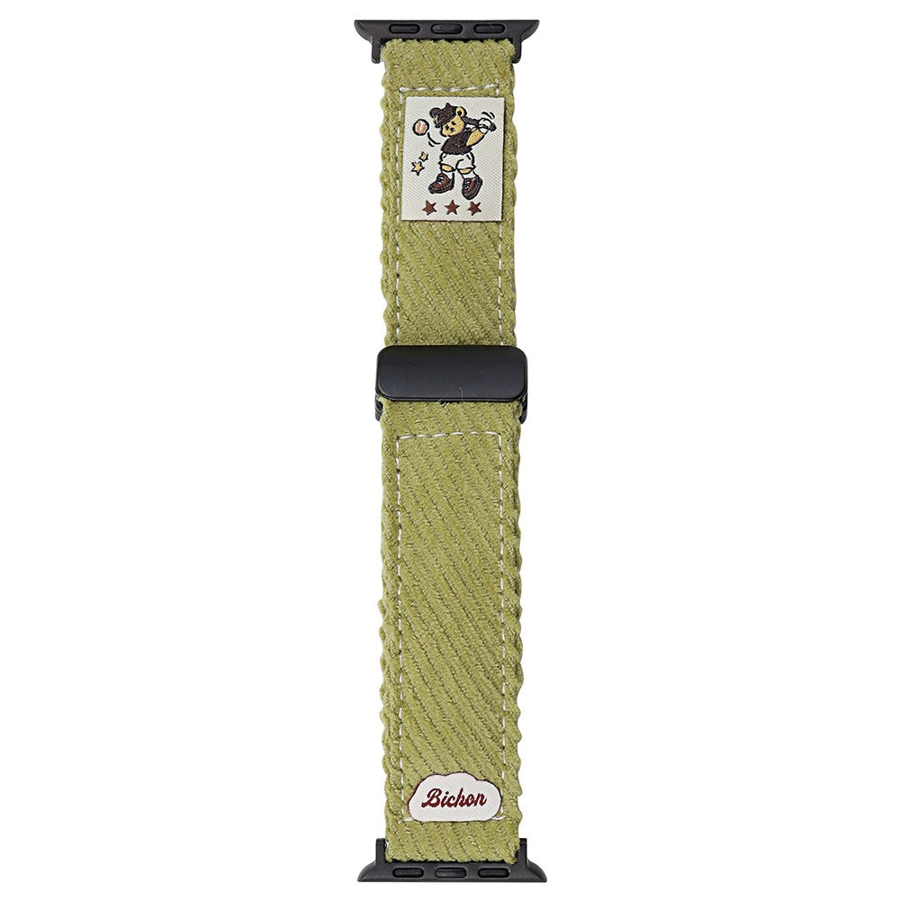 Corduroy Watch Band Apple Watch Series 10 42mm Magnetic Clasp Wrist Strap - Green#serie_7