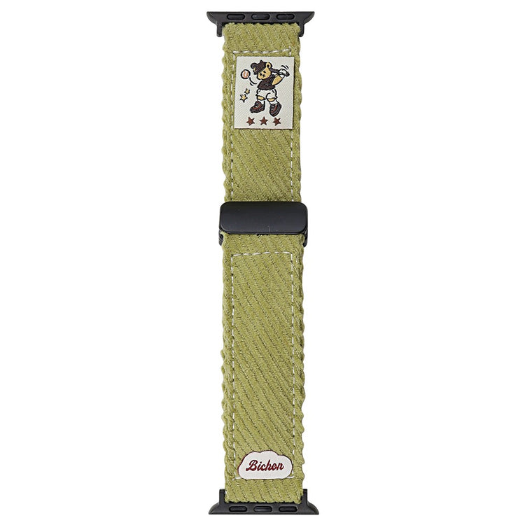 Corduroy Watch Band Apple Watch Series 10 42mm Magnetic Clasp Wrist Strap - Green#serie_7