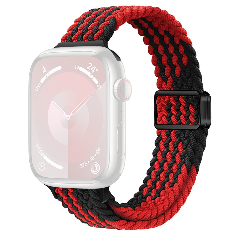 KALEBOL Braided Watch Strap Apple Watch Series 10 42mm Magnetic Nylon Sport Wristbands - Z Texture + Black Red#serie_1
