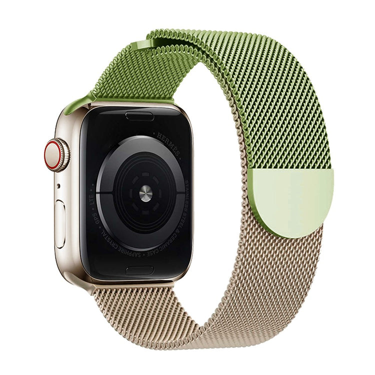 KALEBOL Milanese Magnetic Band Apple Watch Series 10 42mm Stainless Steel Gradient Strap - Green + Rose Gold#serie_4