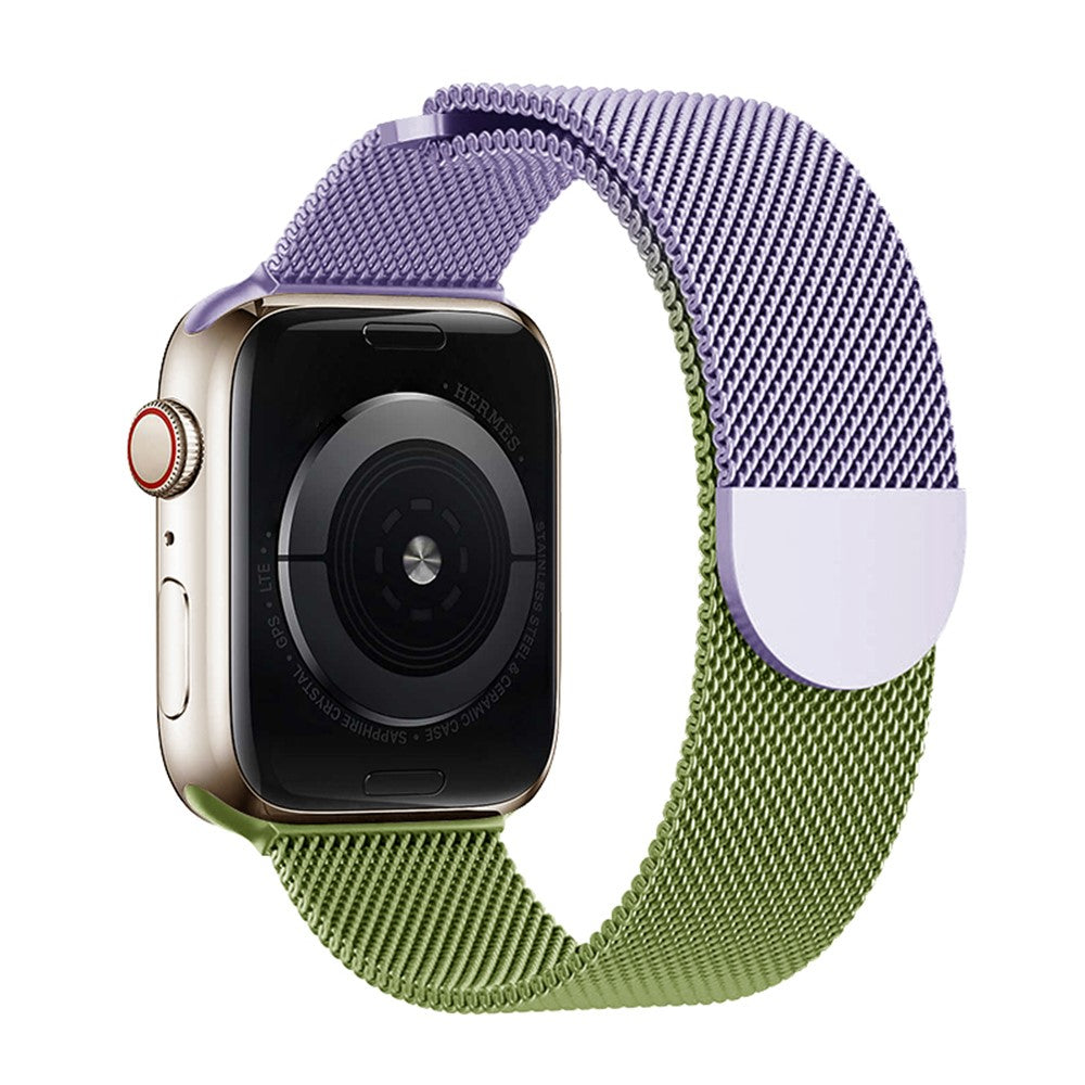 KALEBOL Milanese Magnetic Band Apple Watch Series 10 42mm Stainless Steel Gradient Strap - Purple + Green#serie_6