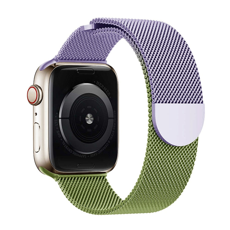 KALEBOL Milanese Magnetic Band Apple Watch Series 10 42mm Stainless Steel Gradient Strap - Purple + Green#serie_6