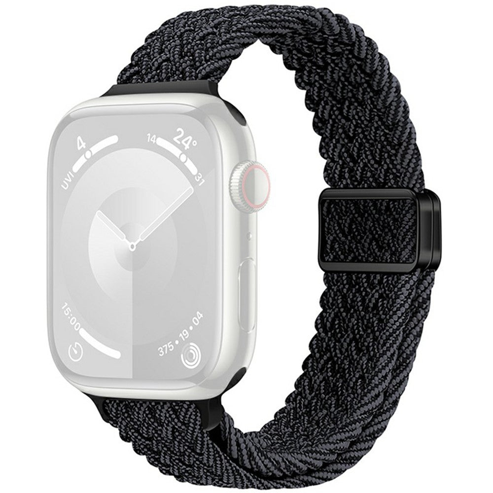 KALEBOL Braided Watch Band Apple Watch Series 10 42mm Elastic Nylon Strap - Black Grey#serie_6