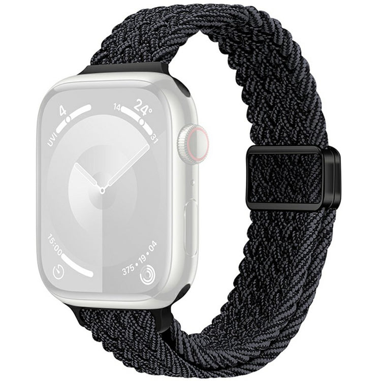 KALEBOL Braided Watch Band Apple Watch Series 10 42mm Elastic Nylon Strap - Black Grey#serie_6