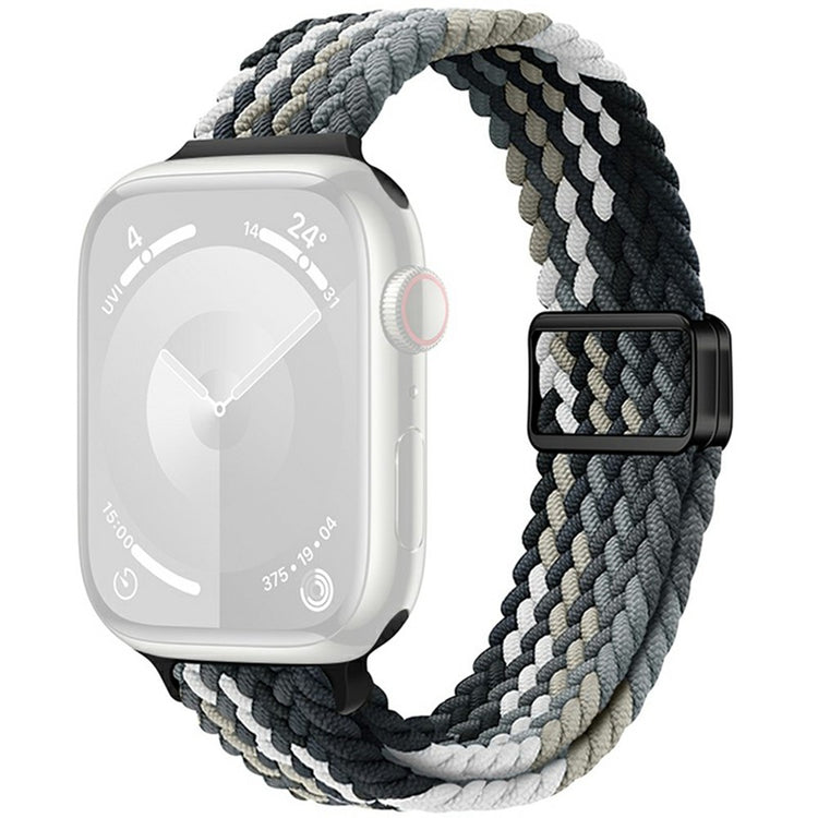 KALEBOL Braided Watch Band Apple Watch Series 10 42mm Elastic Nylon Strap - Black White#serie_7
